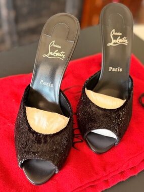 Christian Louboutin 100 Me Dolly Black Mule Sandals